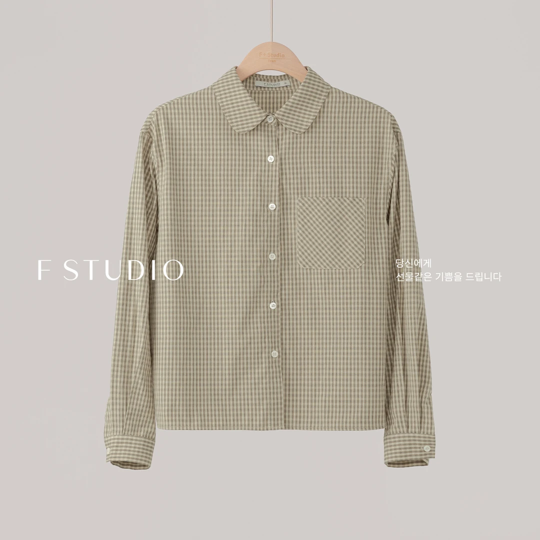 【新品】【棕格胶片】FS509S083复古格子衬衫