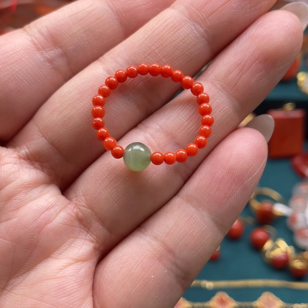 南红玛瑙未镶嵌开播福利保山南红dly小米珠戒指