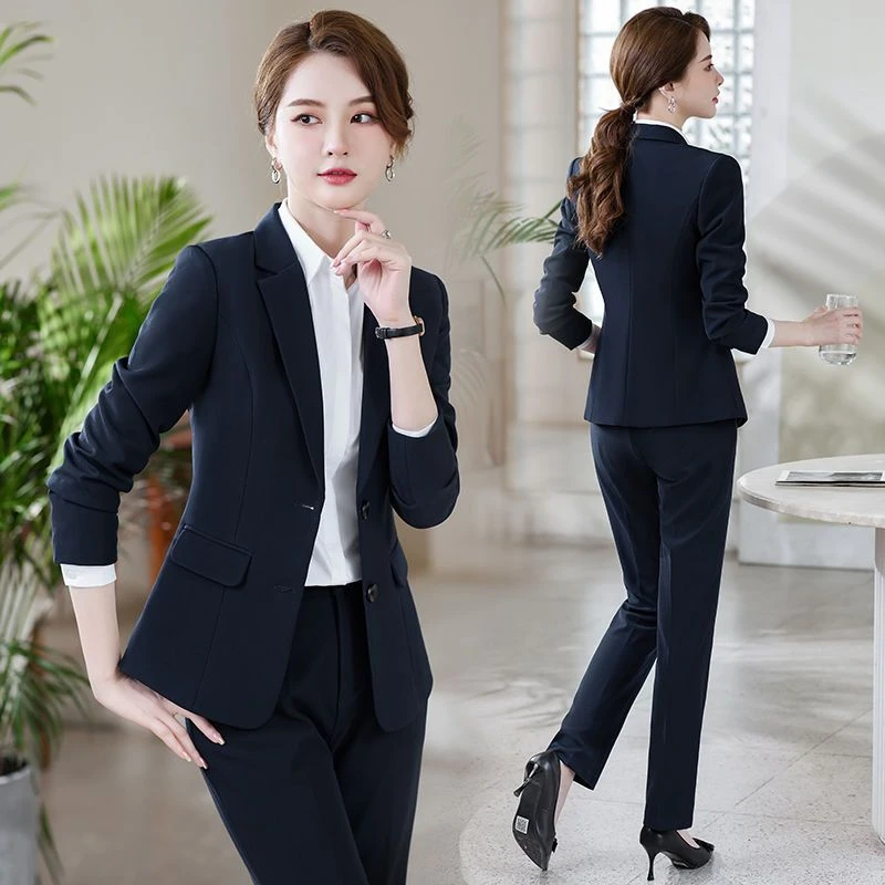 职场黑色西装套装女教师通勤职业气质西服学生面试正装经理工作服