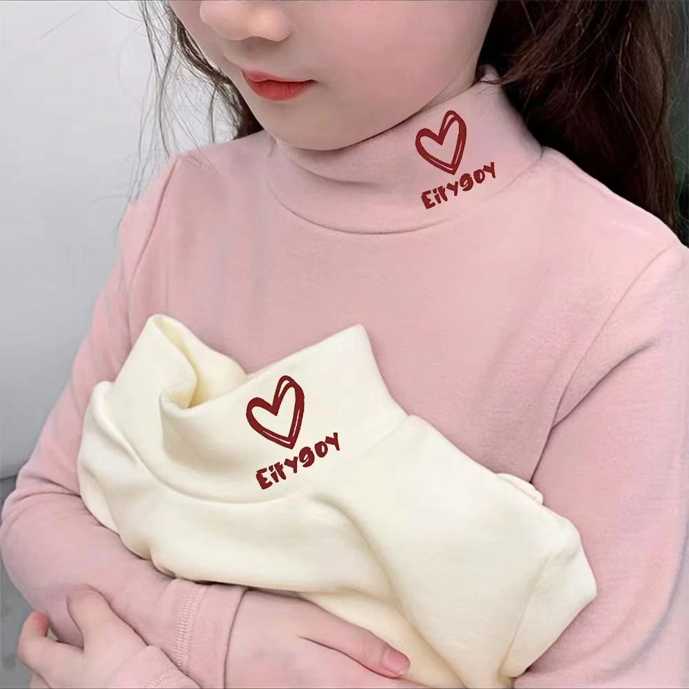 女童德绒上衣2025新款儿童秋冬保暖半高领长袖打底衫T恤洋气百搭