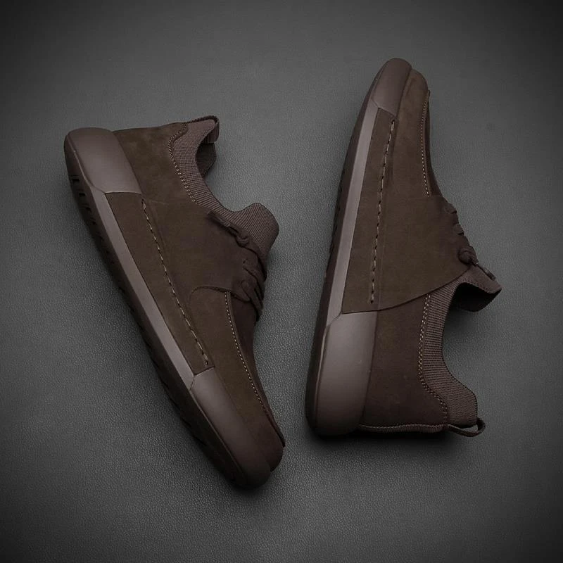 欧洲站男鞋时尚休闲皮鞋男士透气百搭软底潮鞋覆古一脚蹬工装板鞋