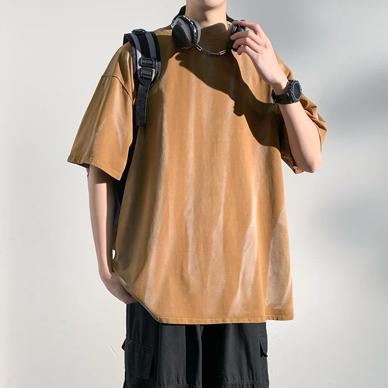 潮牌条纹遮肉胖子短袖T恤男大码休闲透气半袖宽松加肥加大上衣服