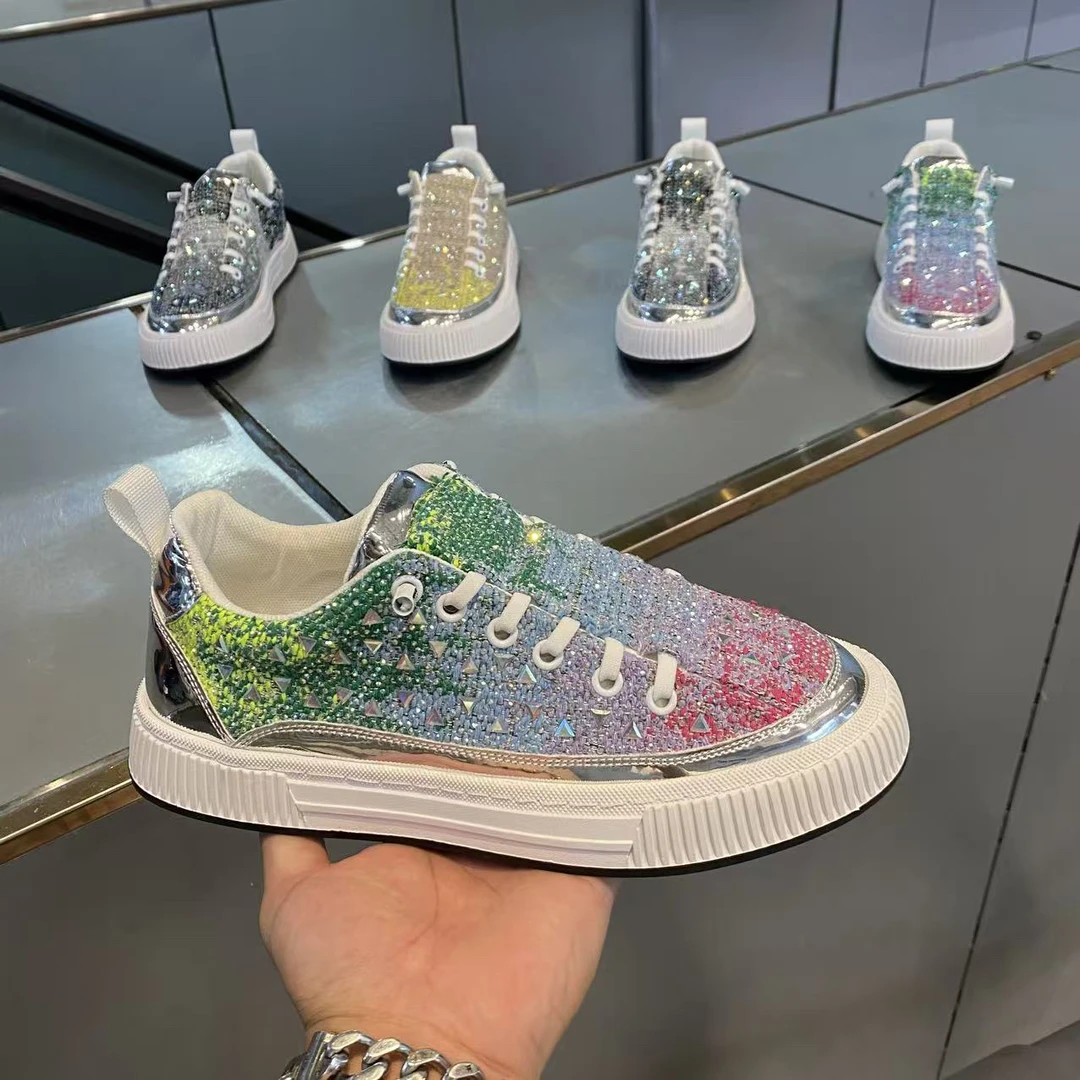 2025秋季时尚新款烫钻百搭舒适轻便软底潮流运动休闲男鞋（皮鞋码）