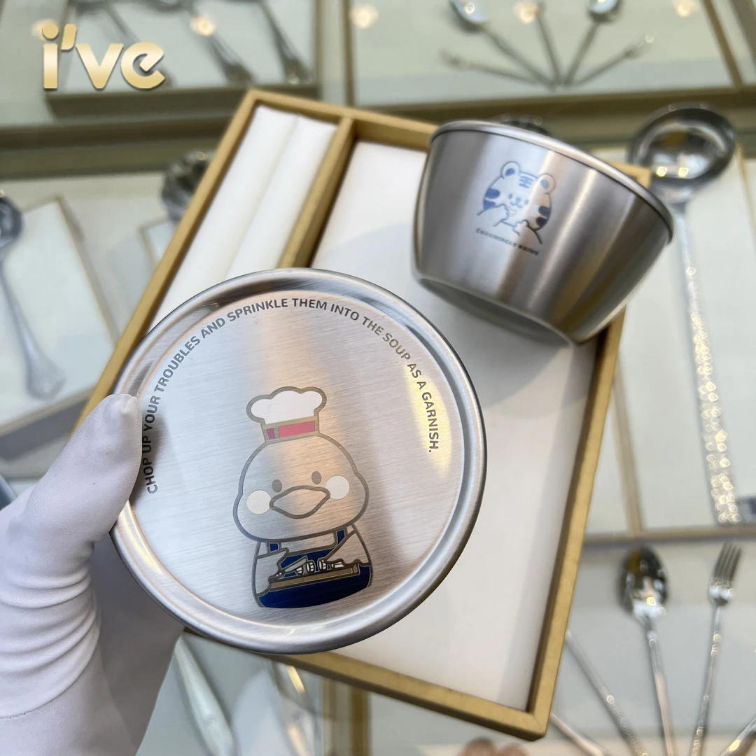 304不锈钢儿童碗吃饭餐具家用宝宝辅食碗带盖防摔防烫卡通碗