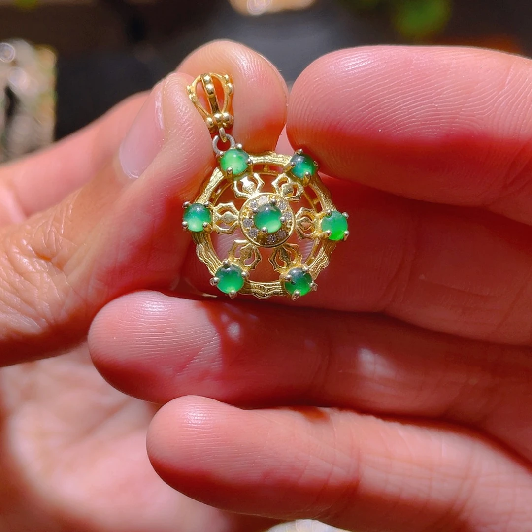 翡翠吊坠(不含链)银S925镶嵌