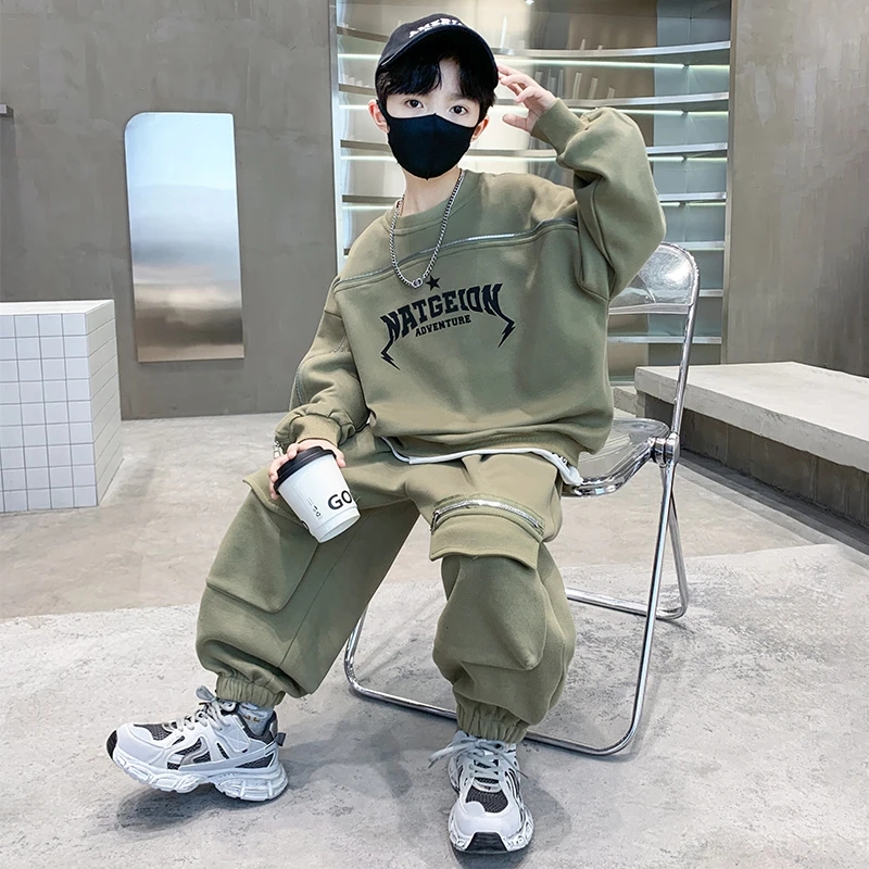 男童春装套装酷帅2025新款儿童春秋款卫衣运动服中大童春季衣服潮