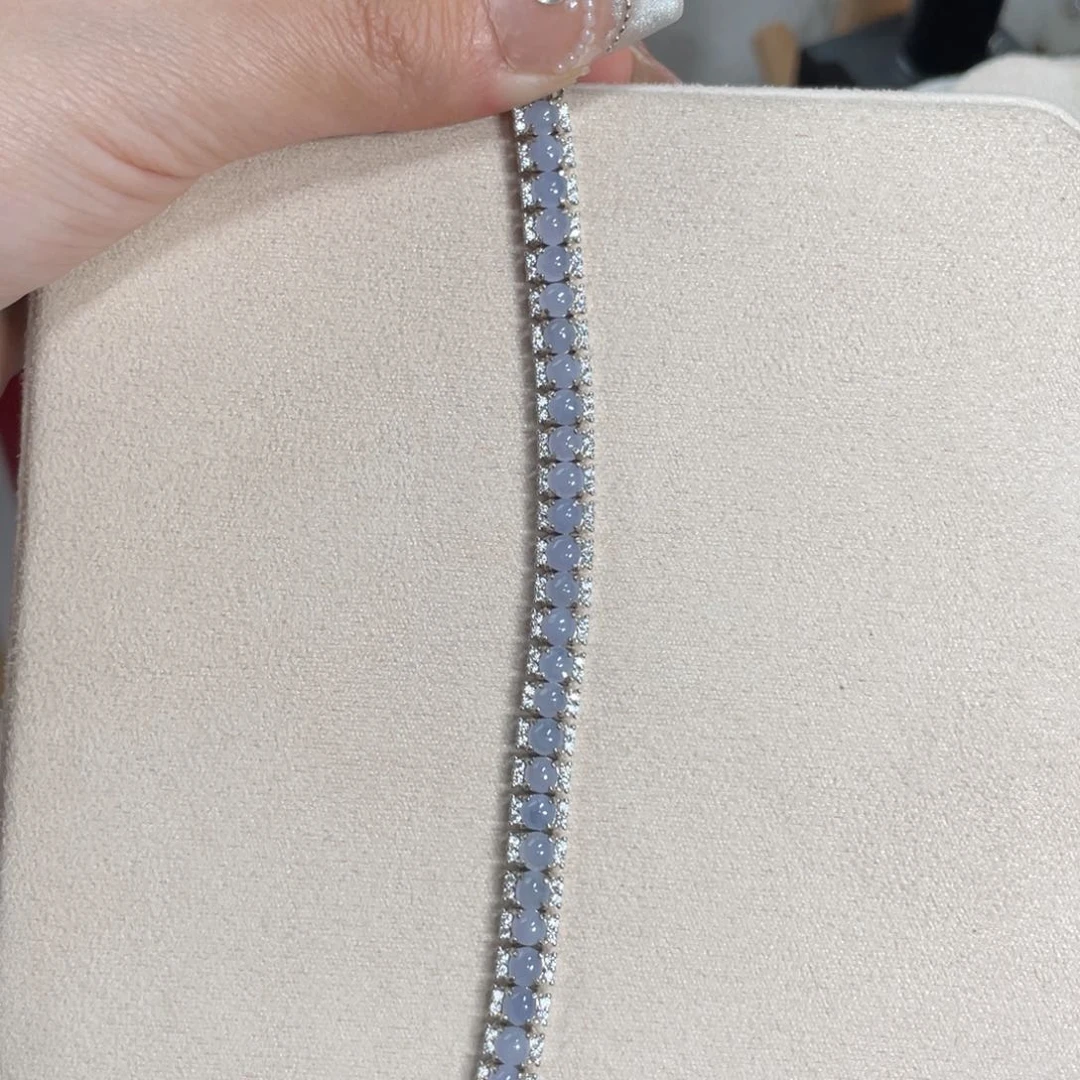 翡翠手链银S925镶嵌15565