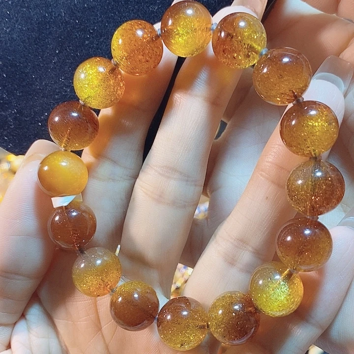 蓝珀未镶嵌珠宝奇石墨西哥红蓝金沙手串12
