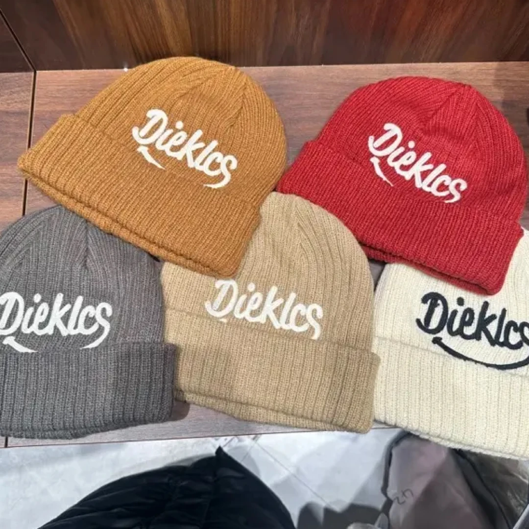 美式街头刺绣字母针织帽冬季加厚保暖护耳防风户外骑行毛线冷帽