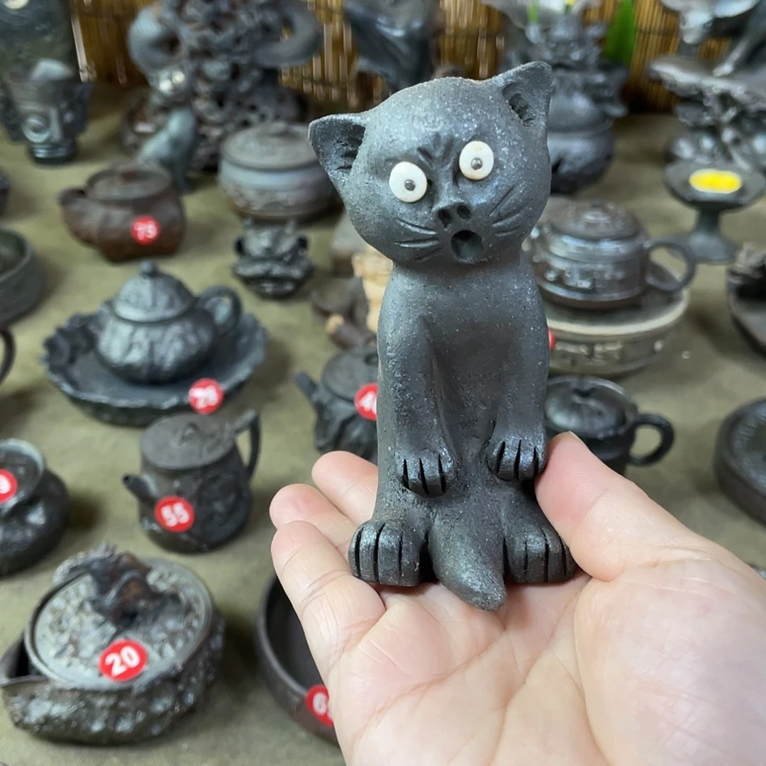 小茶宠全手捏柴烧茶器