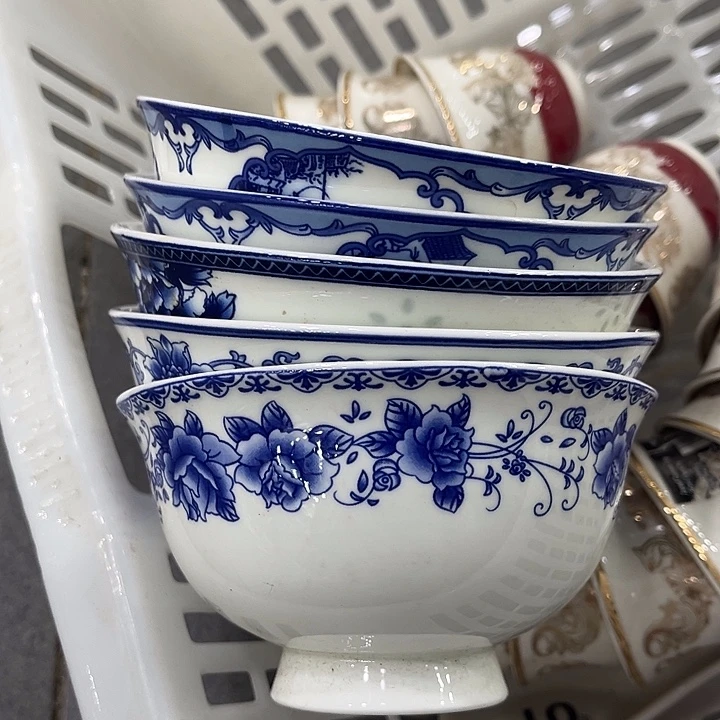 草***致摆件陶五个米饭碗微瑕