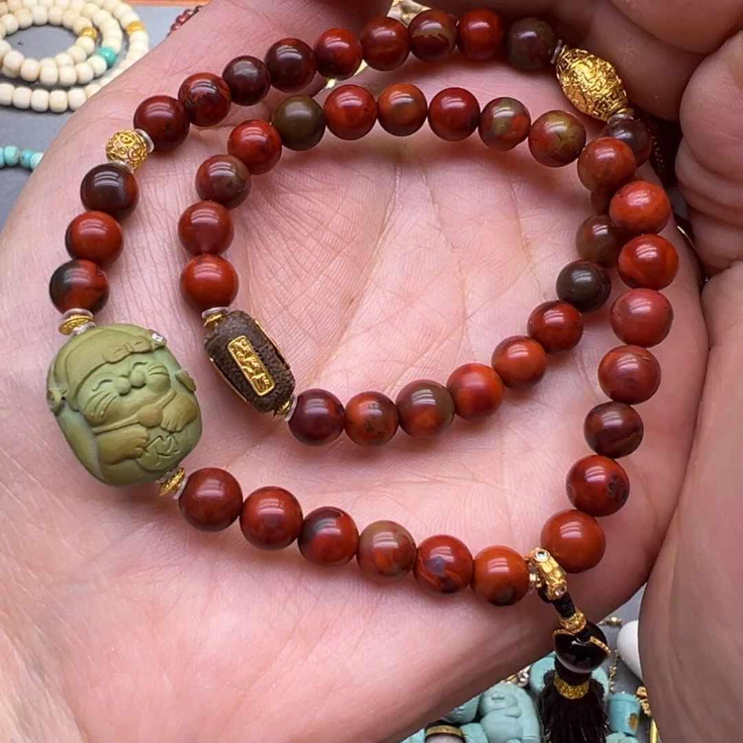 绿松石18K金镶嵌配件手串