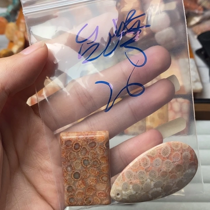 台***膏未镶嵌珊瑚玉硅化玉