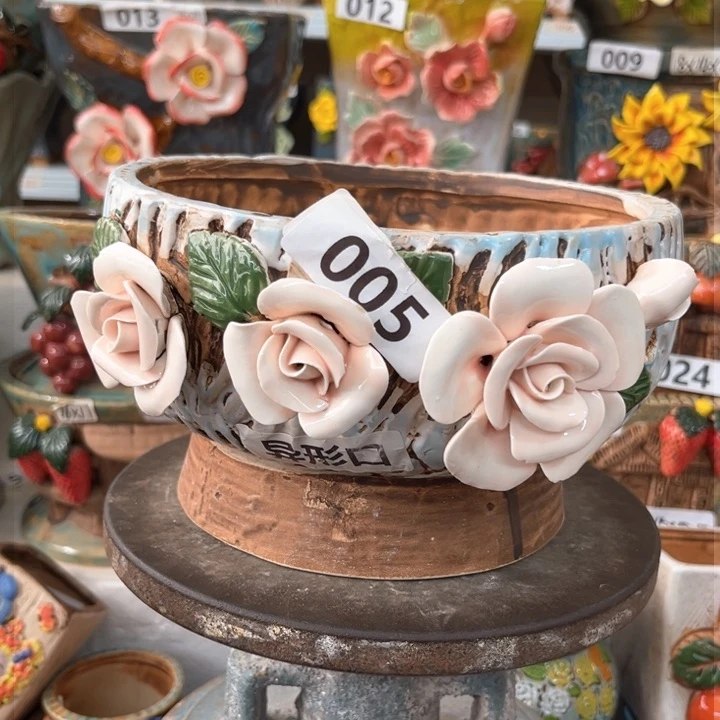 紫砂花盆粗陶材质多肉花盆发货5个