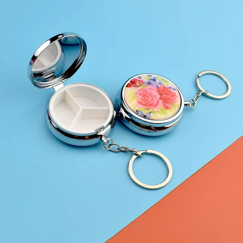 【拍一发二】牡丹月季小药盒 首饰盒旅行随身便携式药片盒钥匙扣