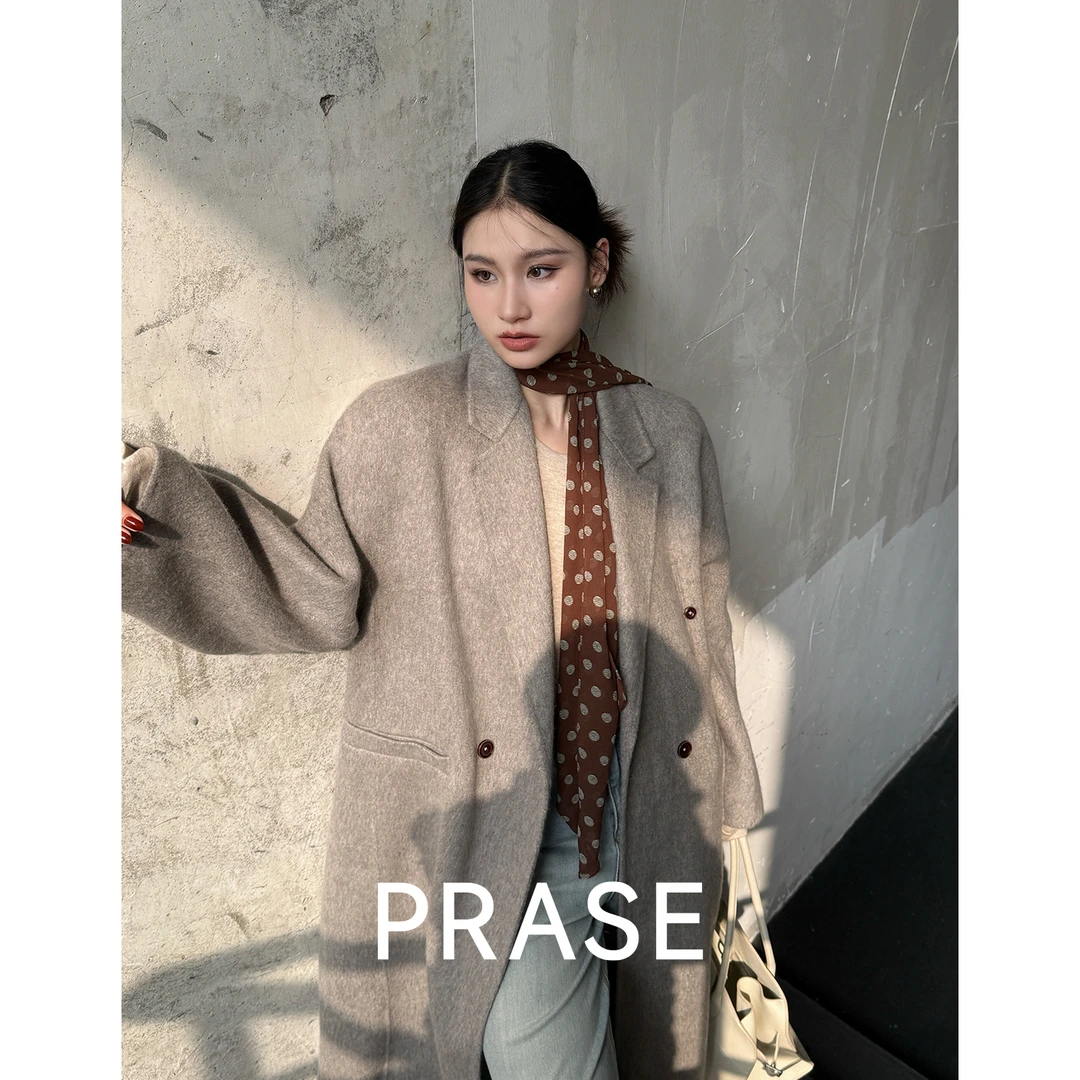 PRASE·噜【典藏大衣】山羊绒羊毛大衣冬长款气质双面呢外套PR06590