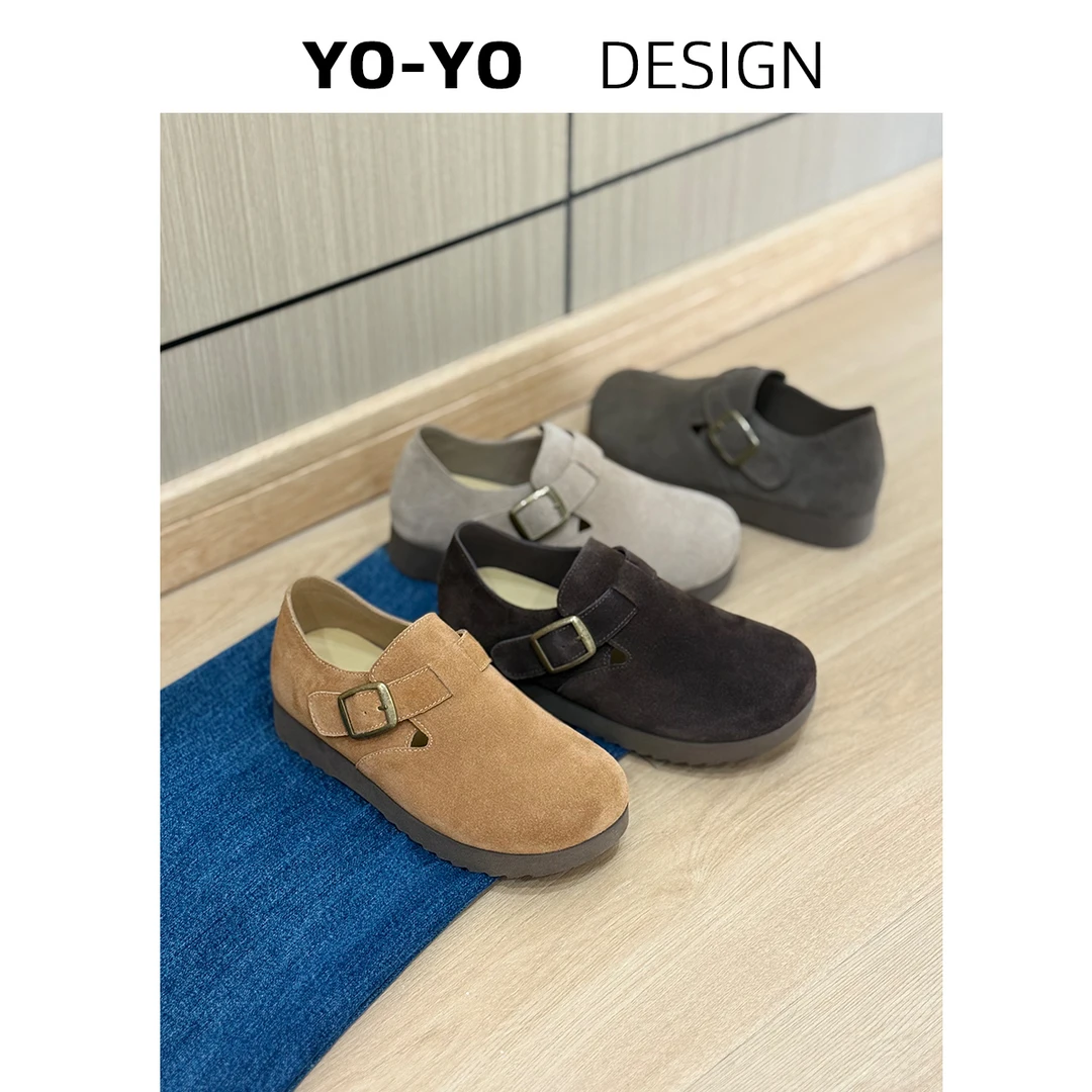 2025秋冬厚底内增高勃肯鞋女一脚蹬瘦版加绒时尚百搭软底豆豆棉鞋