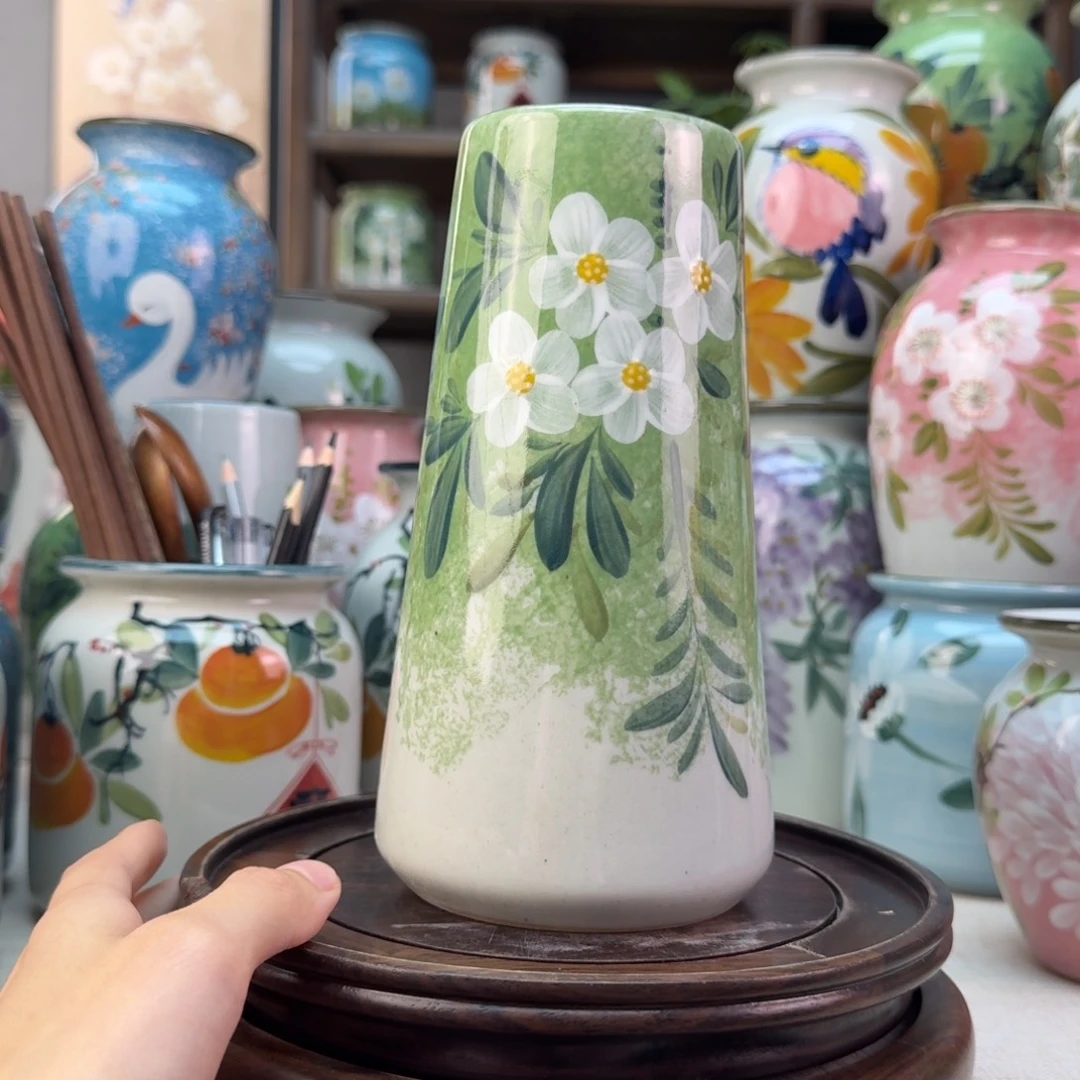 景德镇陶瓷手绘花瓶无孔