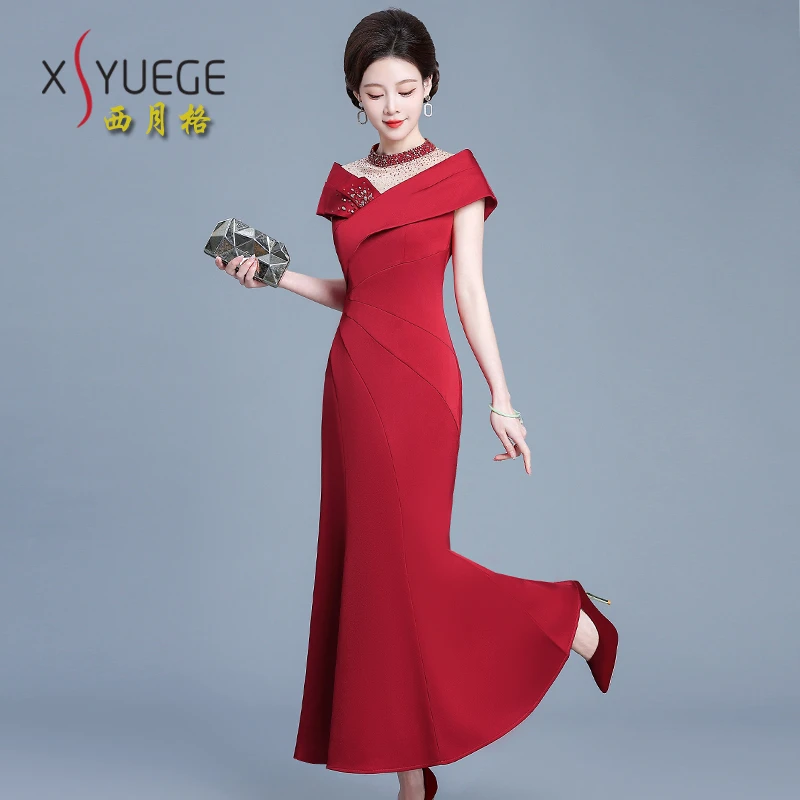 喜婆婆2025新款春装婚宴装高端年轻款结婚礼妈妈礼服高级感连衣裙