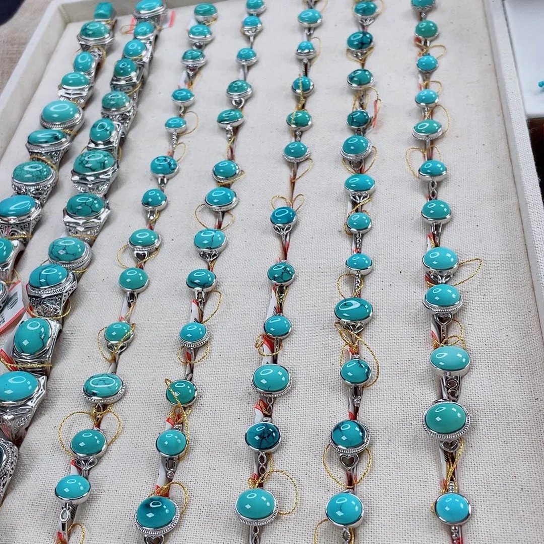 绿松石银S925镶嵌车挂戒指