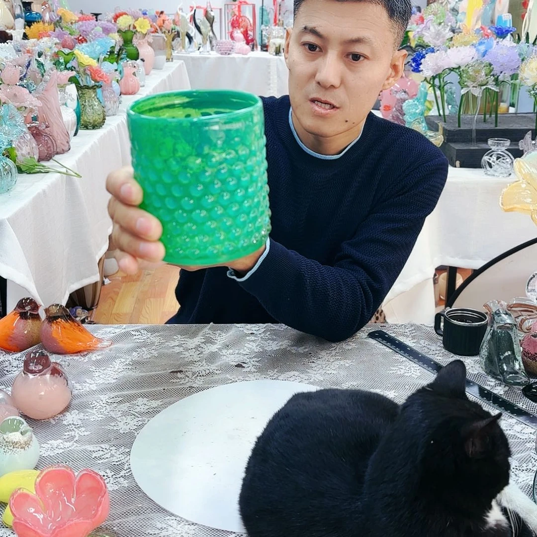 安妮家居琉璃花瓶摆件有瑕