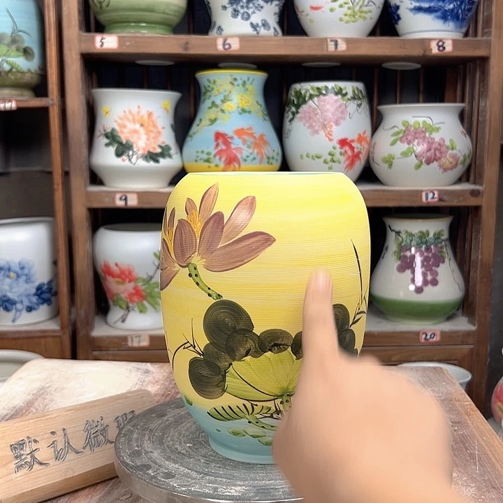 陶高22口12黄荷花新款新款新款陶瓷陶瓷