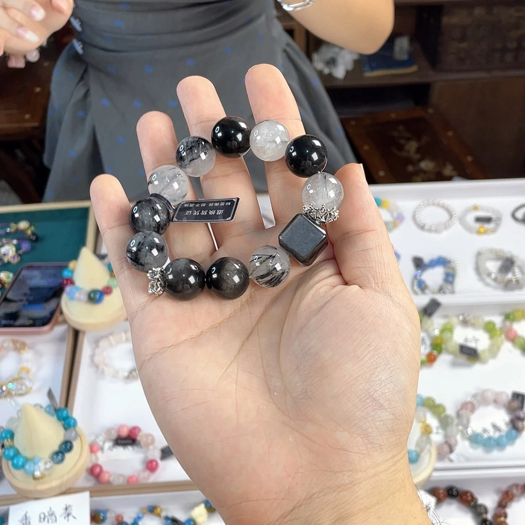 水晶手链银S925镀金镶嵌