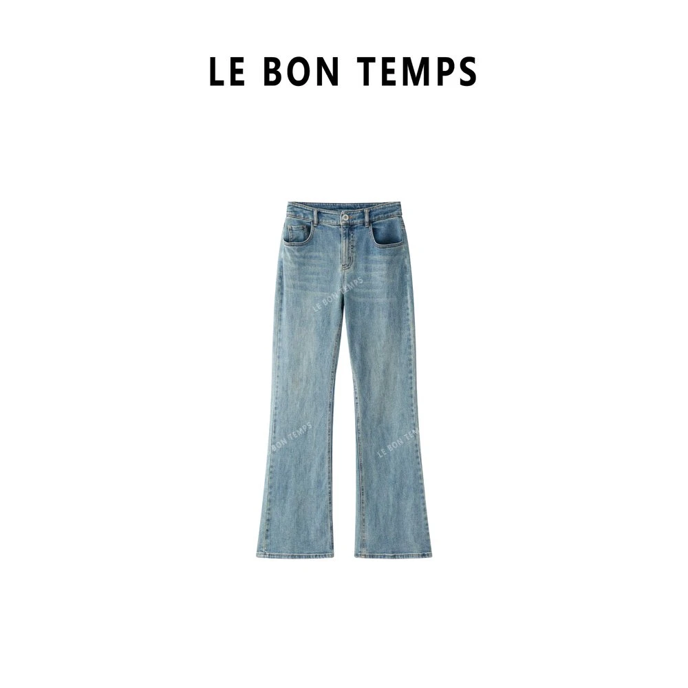 【LEBONTEMPS】百搭气质显瘦百搭微喇牛仔裤c900136