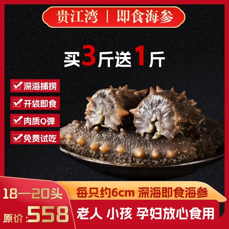 七夕福利【买3斤送2斤】贵江湾鲜食海参18-20头/到手5斤装