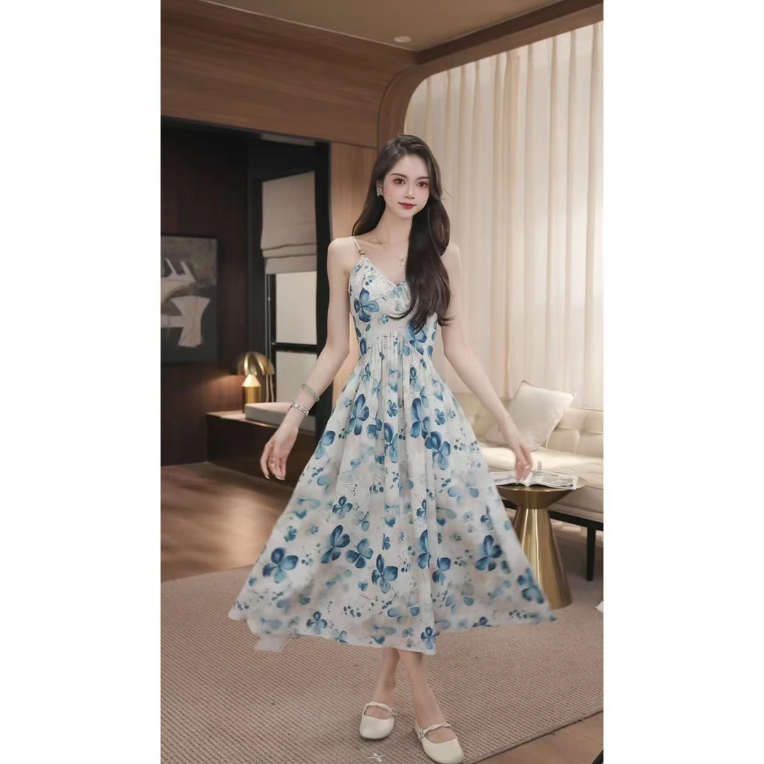 薇宝儿佳佳-【夏遇山别】新款显瘦收腰设计感连衣裙-B6127K