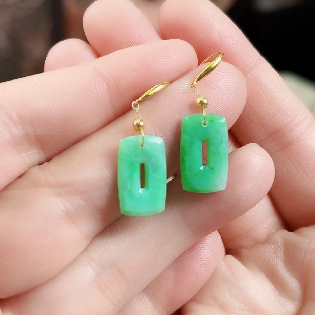 翡翠耳饰18K金镶嵌多样性发一个