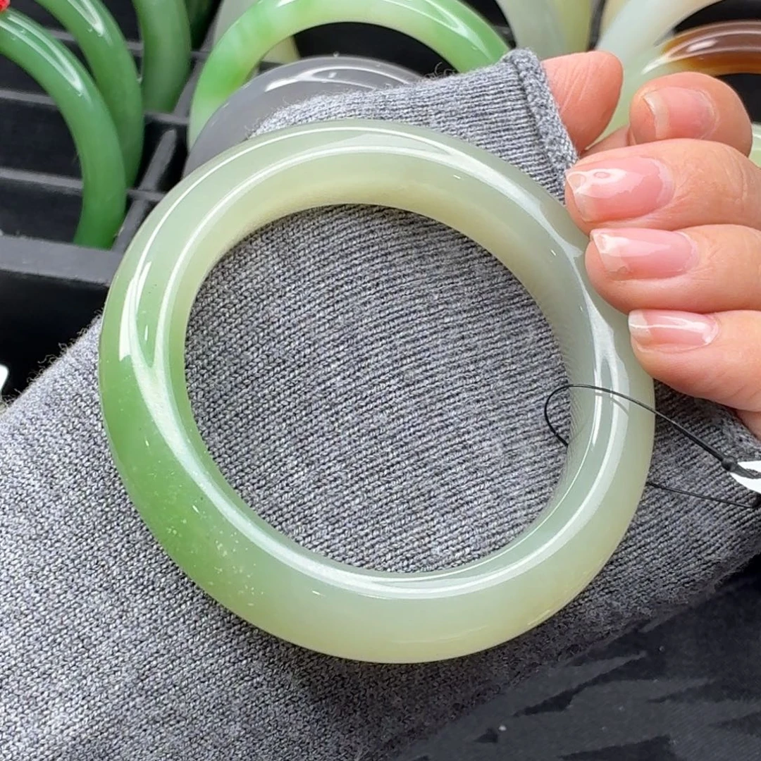 和田玉未镶嵌手镯翠青超级推荐35号