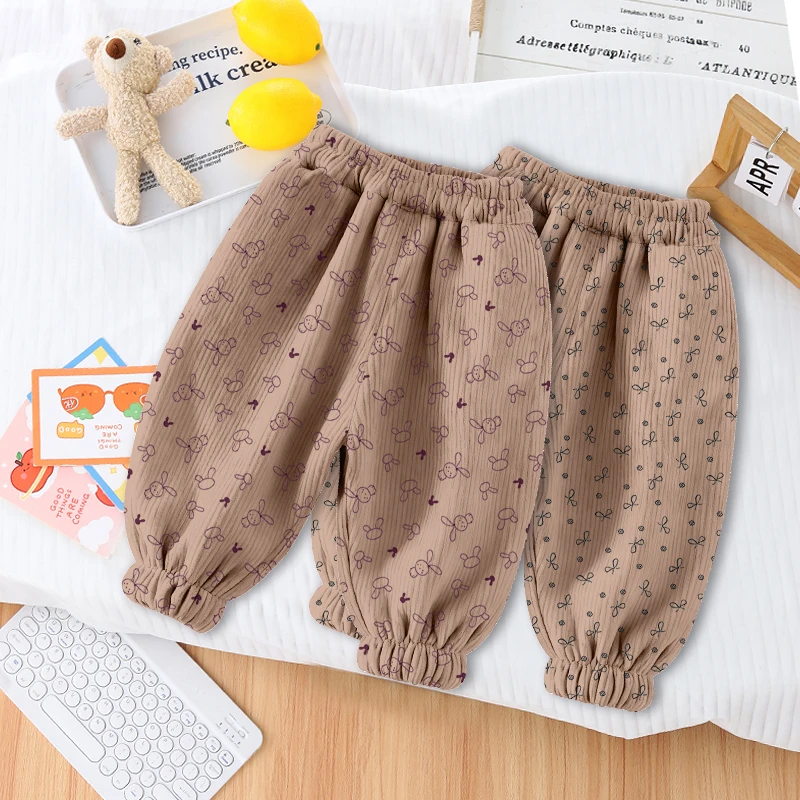 儿童裤子春秋新款潮流松紧男女童运动裤中小童洋气百搭灯芯绒长裤