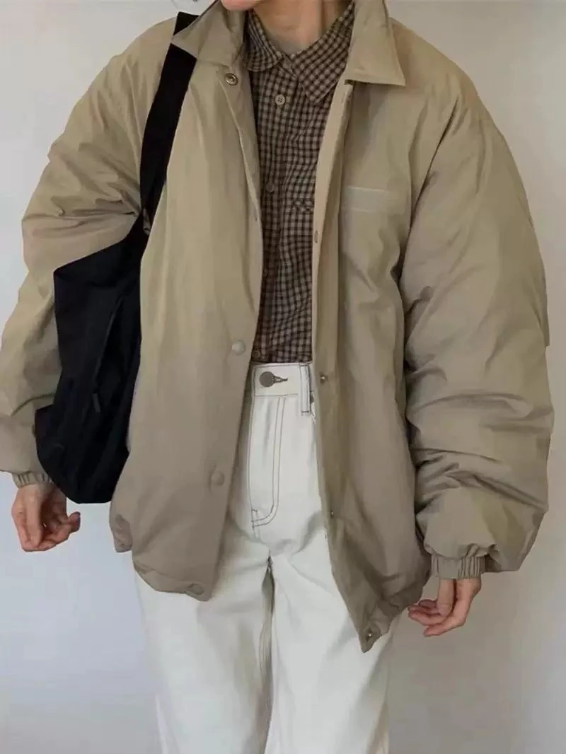 现货！self service韩国东大门代购2024秋新款翻领保暖棉服