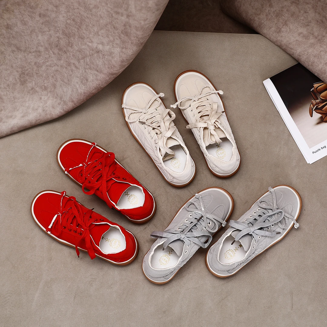 【杨杨粉丝专属】设计感小白鞋平底德训女鞋蝴蝶结小众女潮2675-3