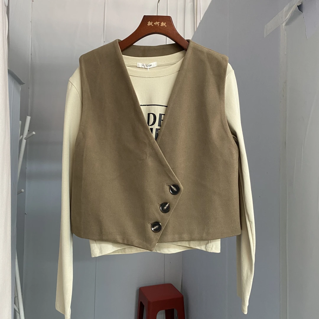 特价处理马甲➕体恤两件套欧货爆款小个子