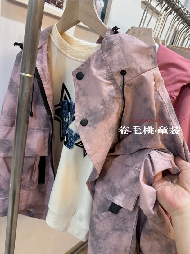 卷毛桃2025春粉色迷彩外套