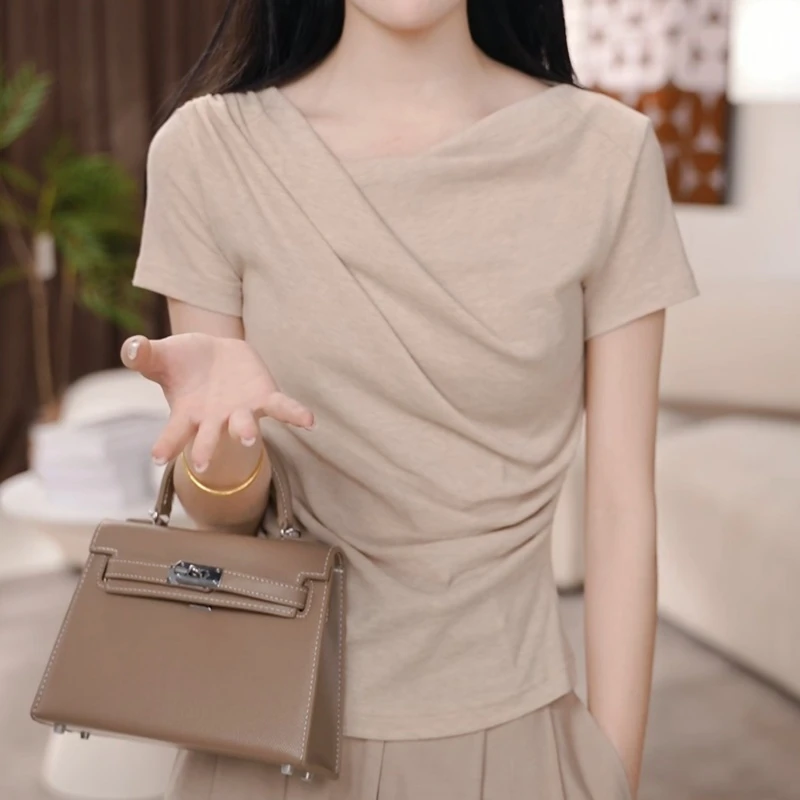 2025款修身百搭设计感短袖T恤女显瘦打底衫上衣LK2502931