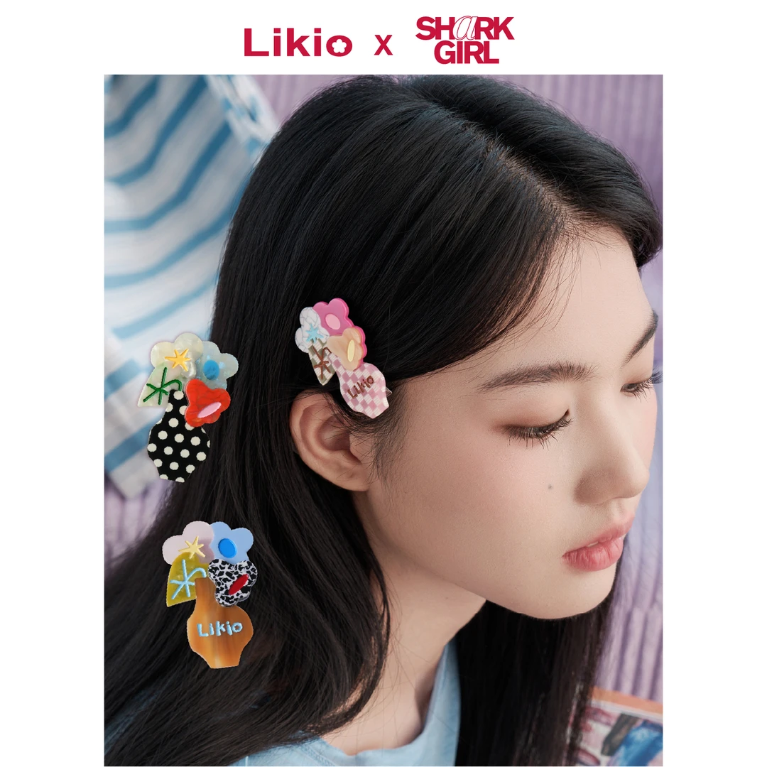 Likio x Sharkgirl 插花系列 复古波点艺术花瓶边夹   发夹头饰