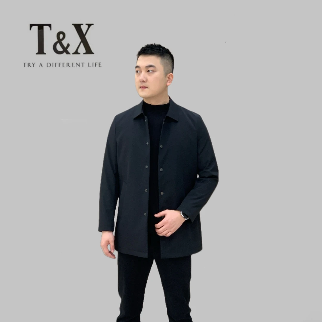 T&X梯形男士秋冬新款商务休闲翻领中长款轻薄羽绒风衣（0019）