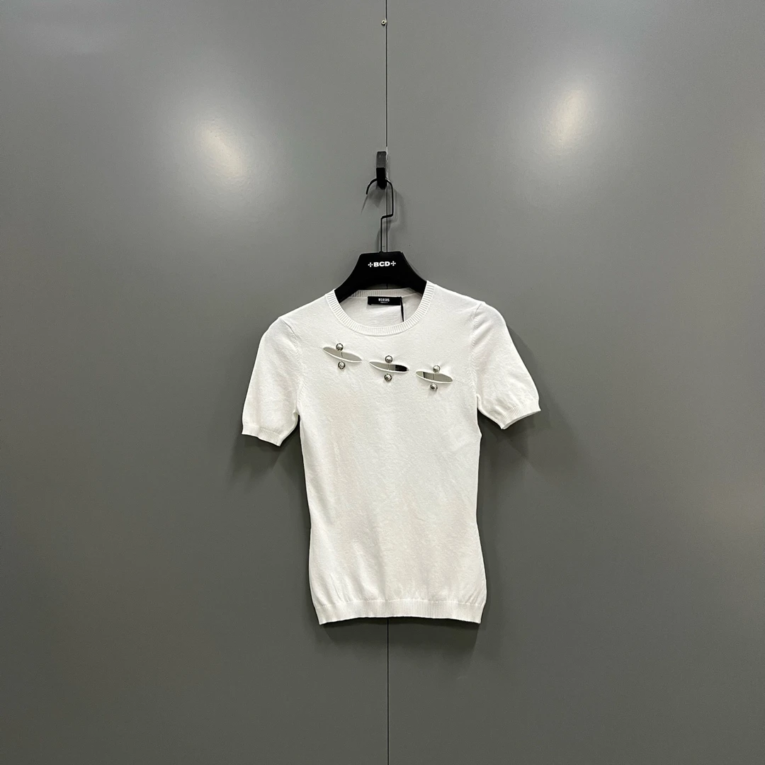 99新 VERSACE/范思哲 xy 别针装饰针织短袖 42码 206290