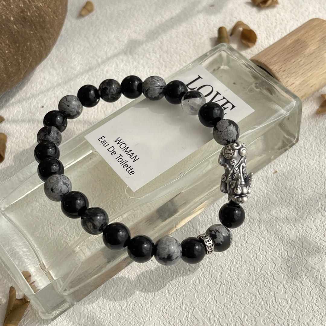 足银银制品 6628黑色貔貅手链