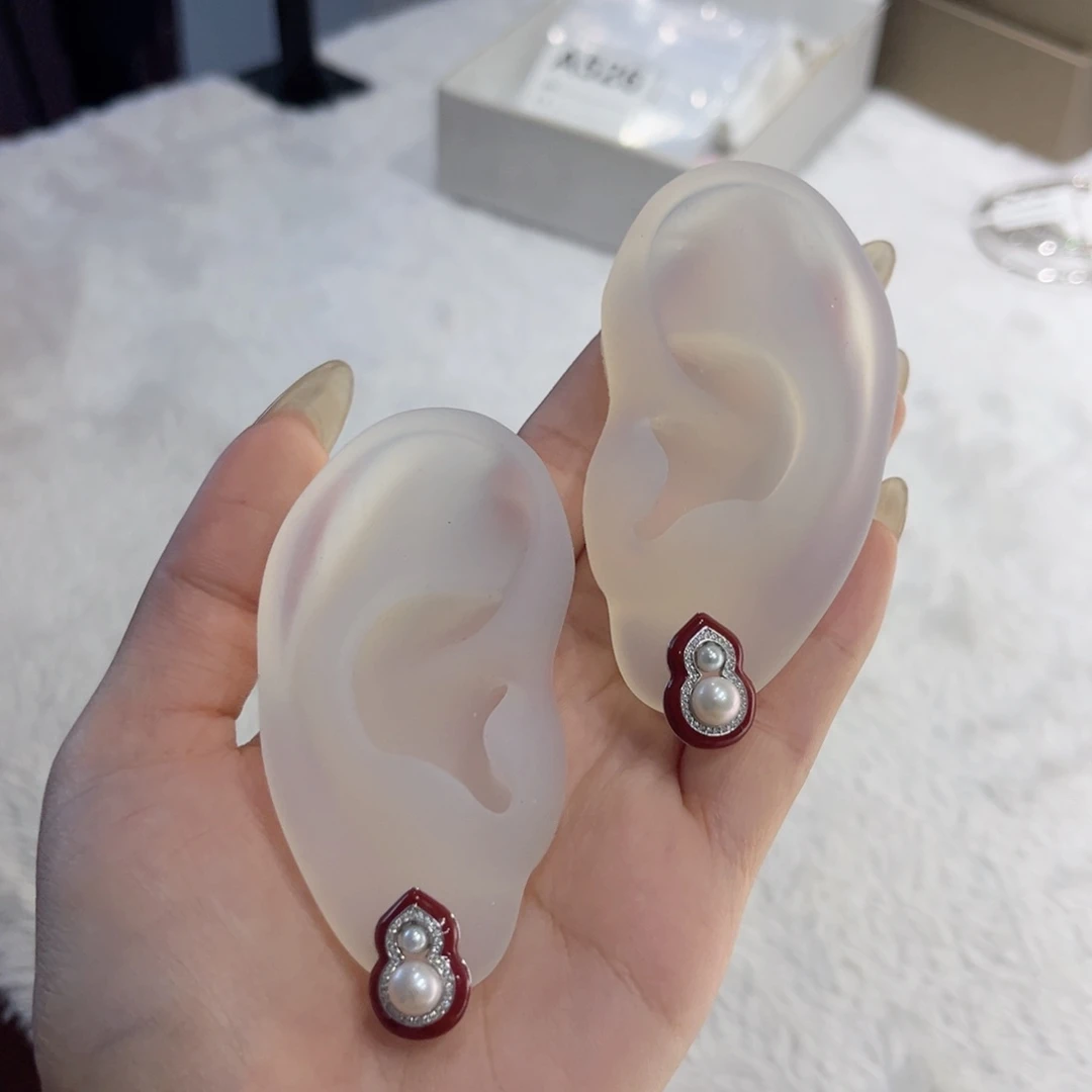 耳饰银S925镶嵌淡水珍珠