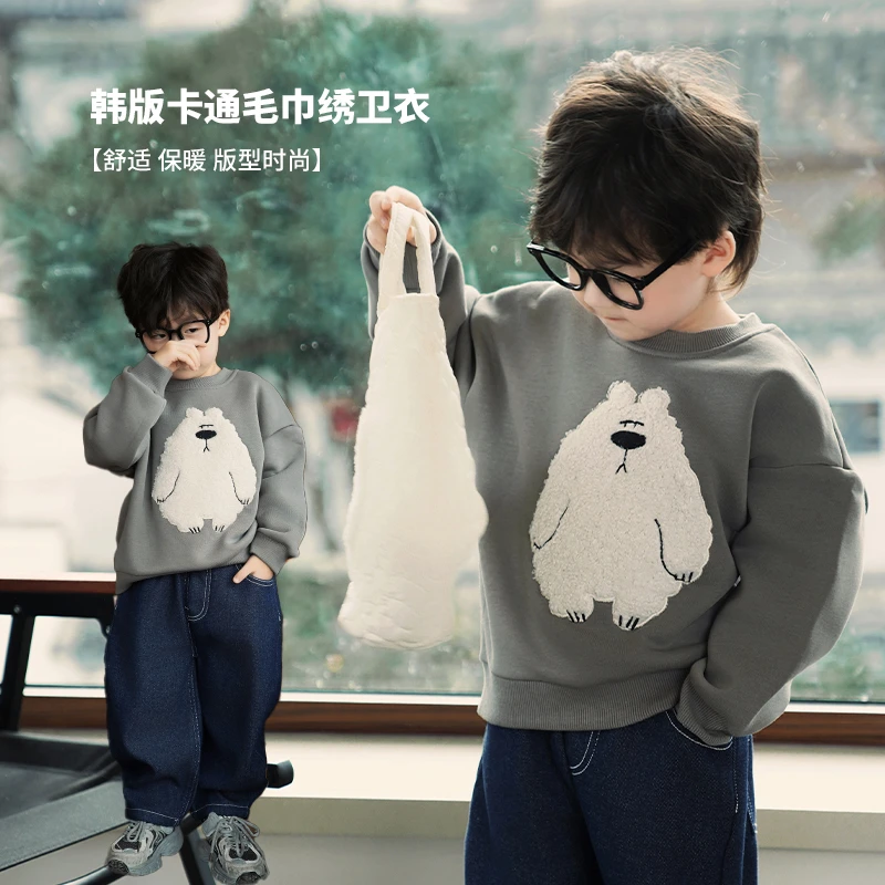 JMJQ浅秋上新款韩版可爱休闲宽松抓绒单层加厚圆领套头卫衣25708