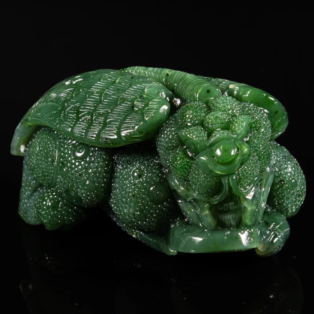 LOT.034和田碧玉巧雕招财进宝/X2919