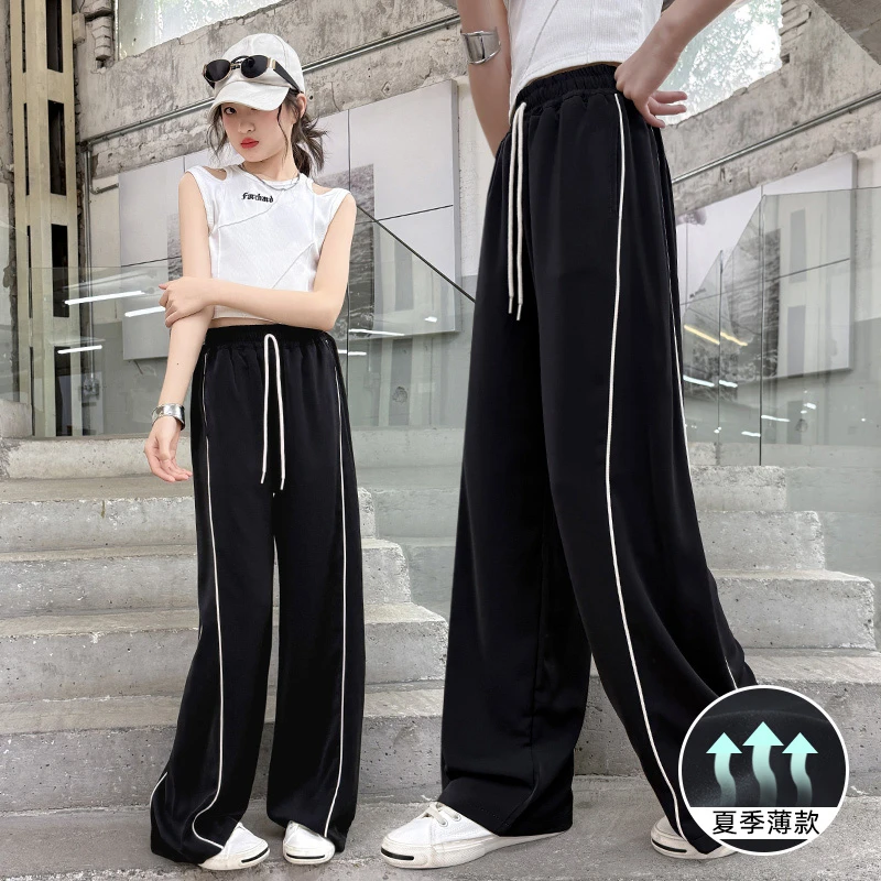 女童裤子夏季女大童洋气运动长裤夏款儿童阔腿裤初中生夏天速干裤