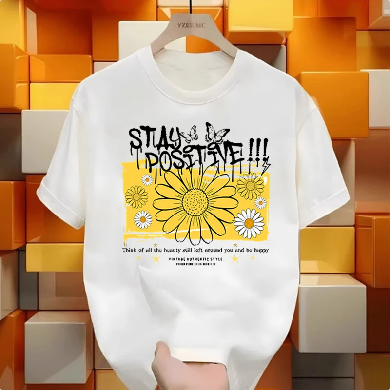 短袖百搭休闲夏季春夏T恤男女款圆领设计师印花上衣