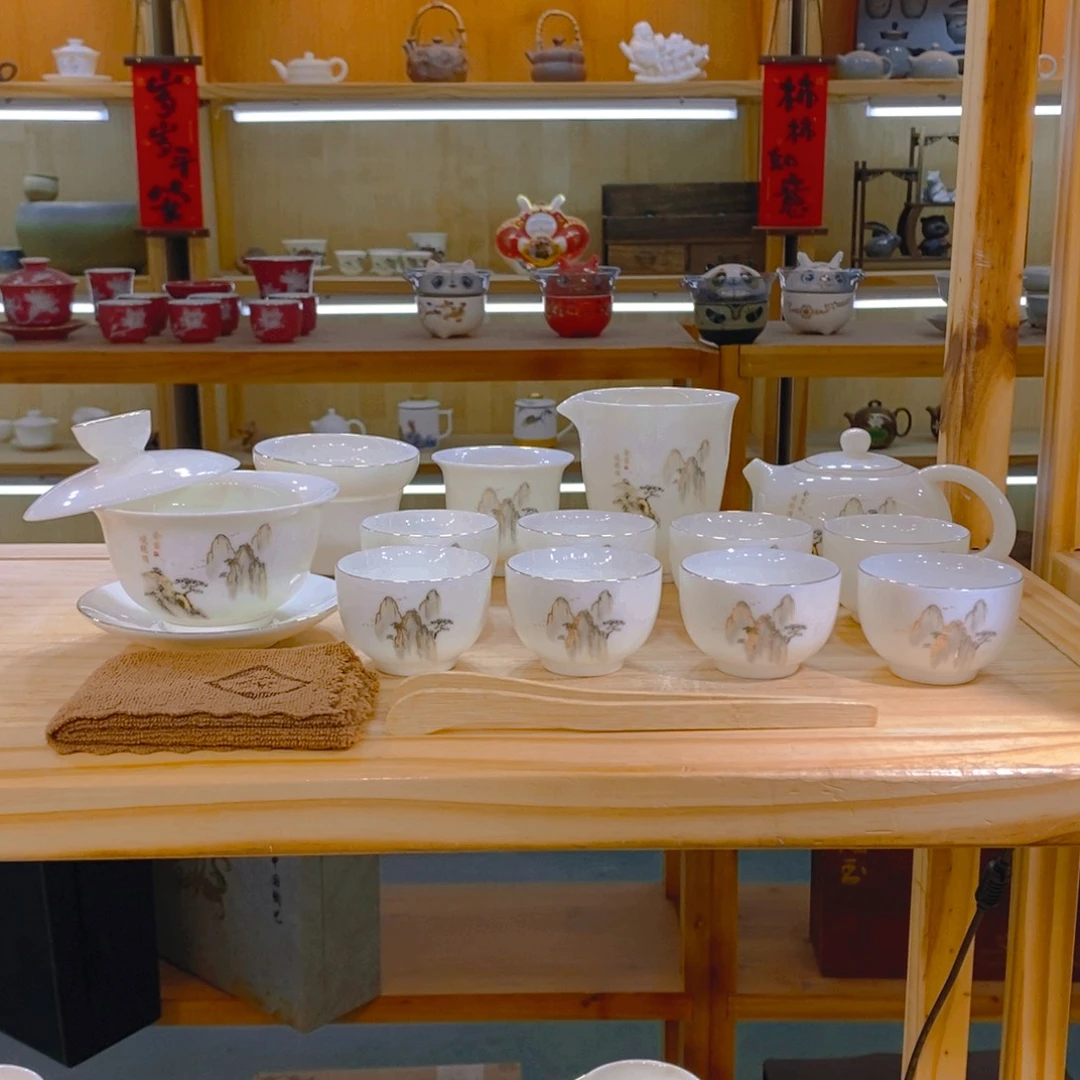 【不止】羊脂玉瓷茶具套装