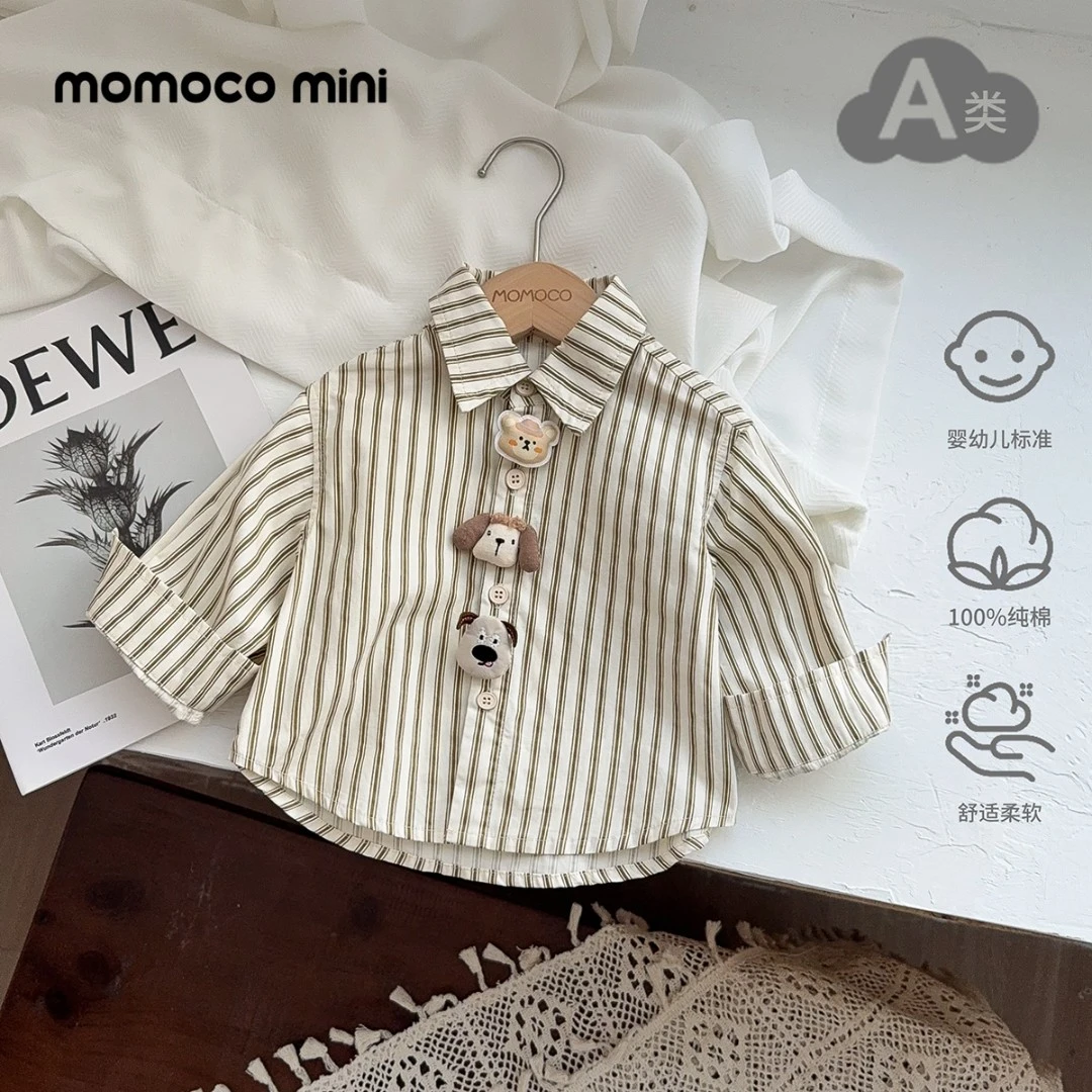 MOMOCOmini秋季新款婴童条纹动物衬衫男女宝休闲上衣87910129001