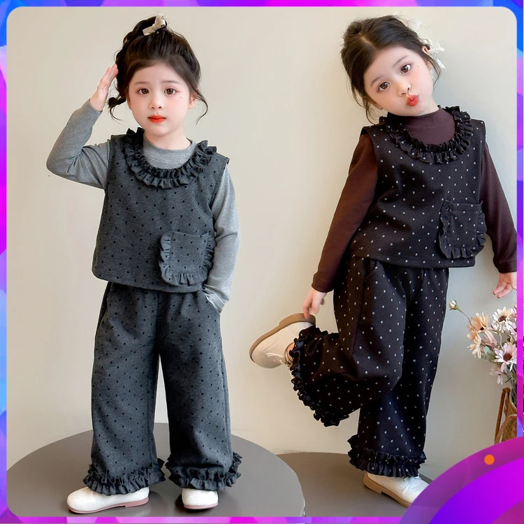 服装2025年款秋季简约衣服独特洋气时髦拉儿童女童童女童波点拉绒